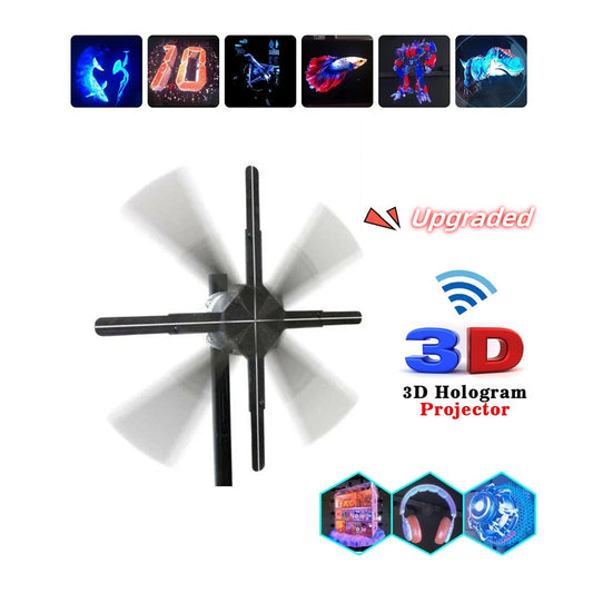 Upgraded Naked Eye 3D Holographic Advertising Machine Fan Screen Support Lmage Video Store Bar Party Advertising Display